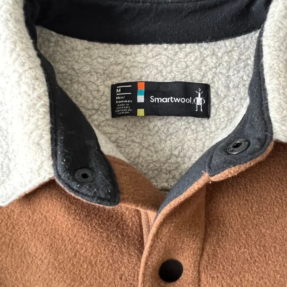 Smartwool Whiskey Anchor Line Wool Sherpa Lined Cabincore Shirt Jacket - M